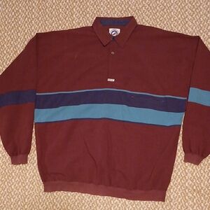 Men's Maroon and Blue Polo Shirt